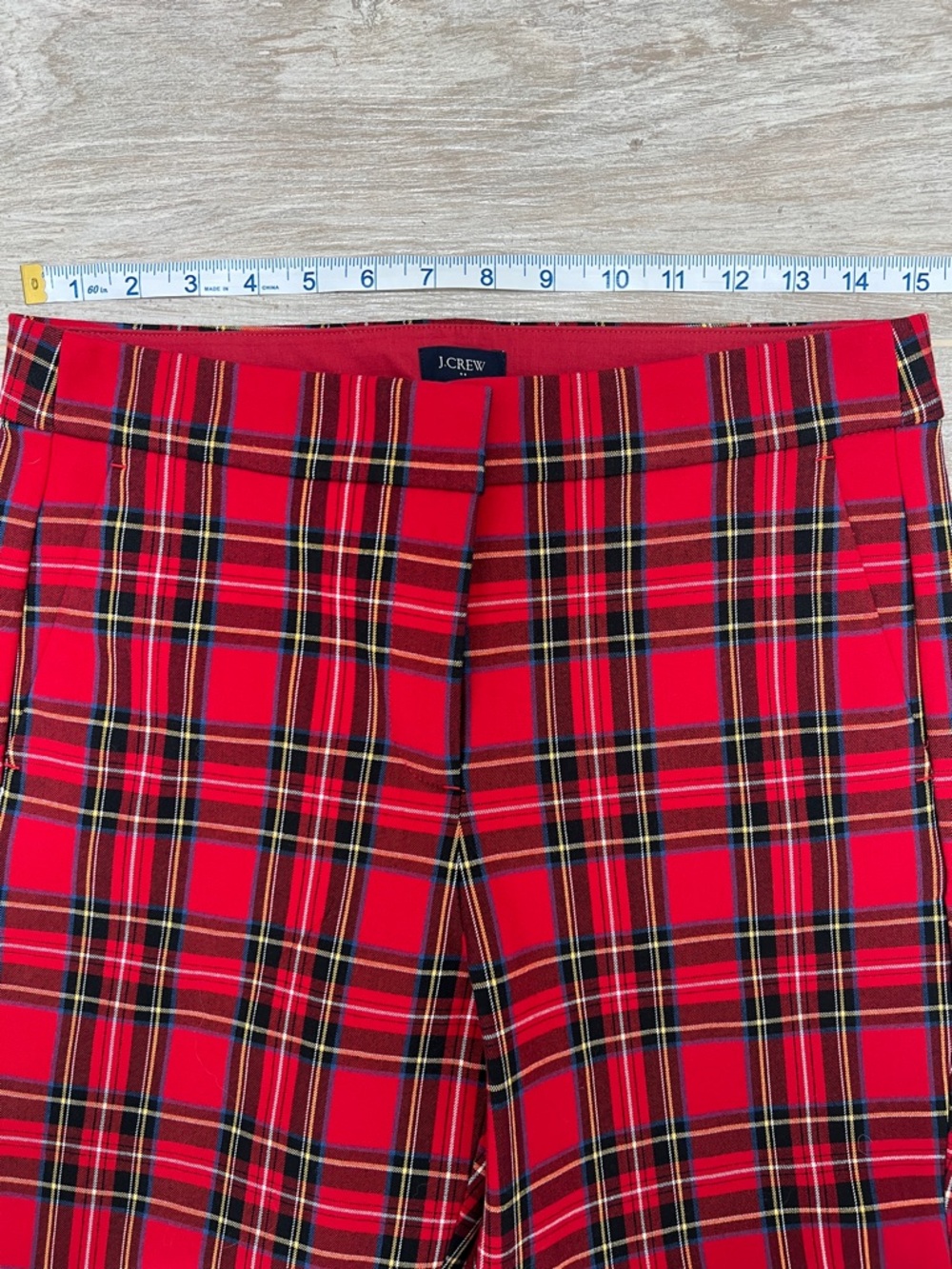 JCREW Factory Red Plaid Straight-Leg Pants - Picture 6 of 9
